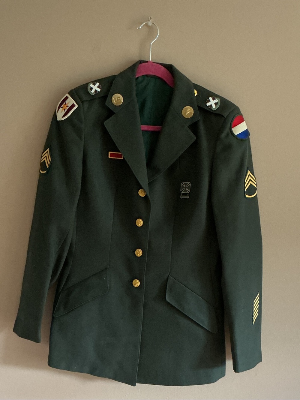 Military-Style Women's Dark Green Dress Jacket